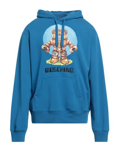 Moschino Man Sweatshirt Bright Blue Size 42 Cotton