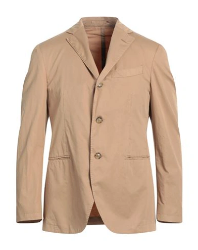 Trussardi Man Suit Jacket Camel Size 42 Cotton In Beige