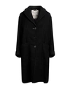 High Woman Coat Black Size M Virgin Wool, Hemp, Nylon, Cotton
