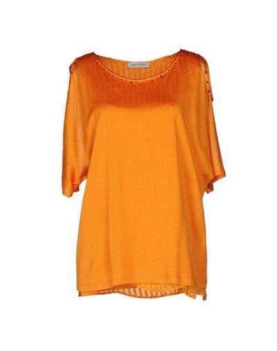 Angelo Marani Woman Top Orange Size Xl Viscose, Silk