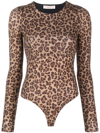Valentino Leopard-print Long-sleeved Bodysuit In Neutrals