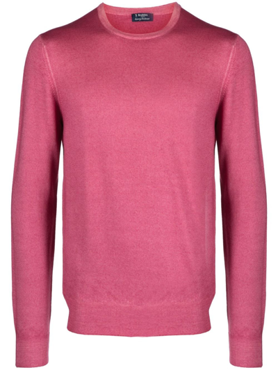 Barba Ribbed-trim Virgin-wool Jumper In Pink