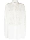 ERMANNO SCERVINO LACE-PANELLED BUTTONED SILK BLOUSE