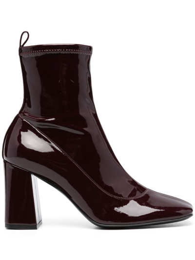 Sergio Rossi 80mm Zipped Leather Boots In Purple