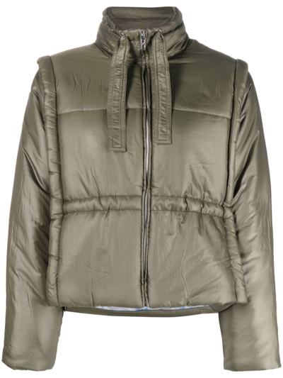 Ganni High-neck Padded Jacket In Green