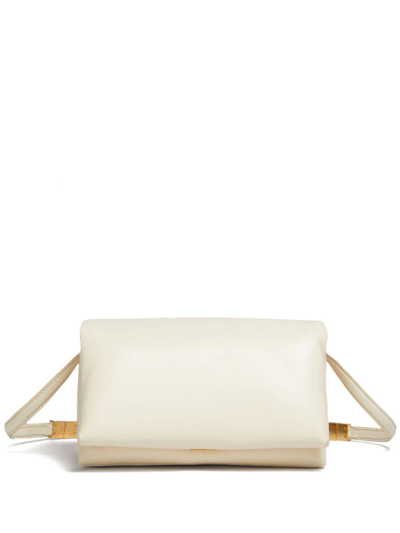 Marni Small Prisma Leather Shoulder Bag In Ivory