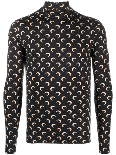 Marine Serre Black Crescent Moon Print Top