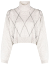 Brunello Cucinelli Bead-detailing Wool-blend Jumper In Grey