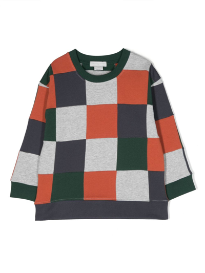 Stella Mccartney Kids' Check-pattern Cotton Sweatshirt In Orange