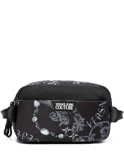 Versace Jeans Couture Baroque-print Washbag In Black