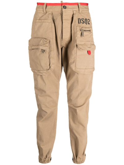 Dsquared2 Cotton Cargo Trousers In Brown