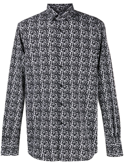Karl Lagerfeld Abstract-pattern Long-sleeve Shirt In Black