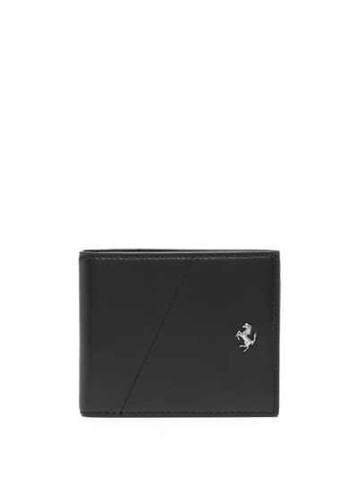Ferrari Logo-plaque Bi-fold Wallet In Black