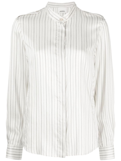 Isabel Marant Striped Band-collar Shirt In White