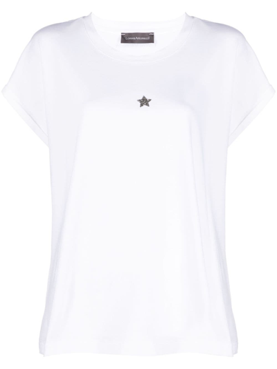 Lorena Antoniazzi 星星细节弹性棉t恤 In White