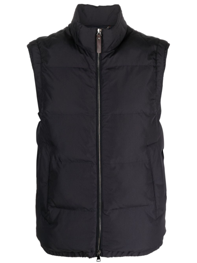 Canali Zip-up Padded Gilet In Blue