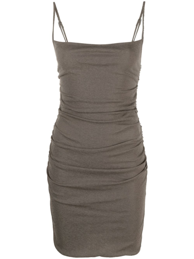 Nanushka Adie Ruched Jersey Minidress In Grey