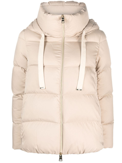 Herno Funnel-neck Padded Puffer Jacket In Neutrals