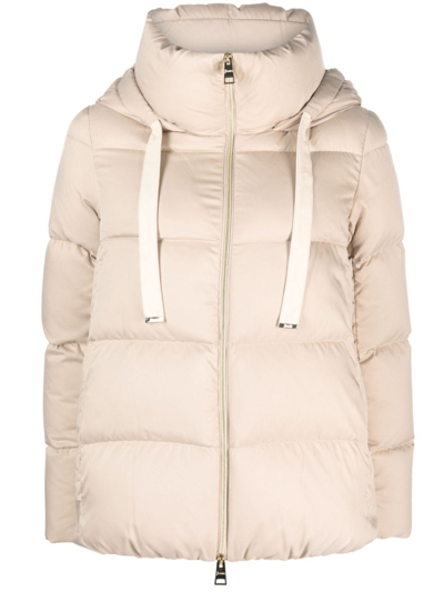 Herno Funnel-neck Padded Puffer Jacket In Beige
