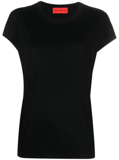 Wild Cashmere Annette Fine-knit Crew-neck Jumper In Black  