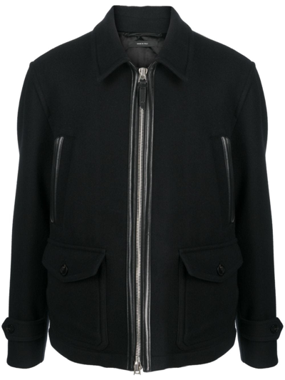 TOM FORD Croc Embossed Velvet Hooded Bomber Jacket