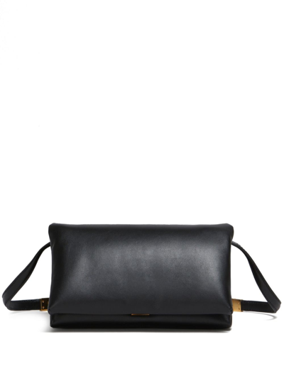 Marni Small Prisma Leather Shoulder Bag In Black