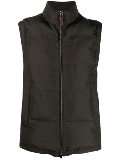 Canali Zip-up Padded Vest In Green