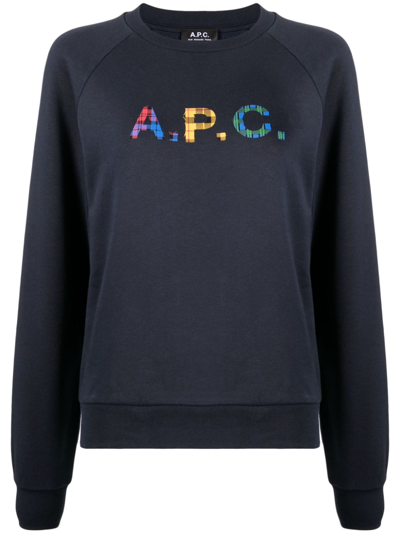 Apc Vicky Logo Sweatshirt In Dark Blue