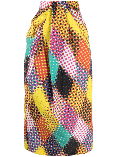 Christopher John Rogers High-waisted Graphic-print Skirt In Yellow