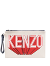 KENZO LOGO-PRINT CANVAS CLUTCH BAG