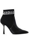 KARL LAGERFELD PANDARA 95MM LOGO-INTARSIA BOOTS