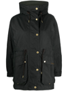Barbour Funnel Neck Drawstring Long-sleeved Jacket In Green