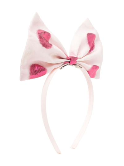 Hucklebones London Kids' Giant Bow Hair Band In Pink