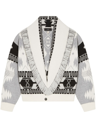 Alanui Icon Jacquard Cardigan Bomber In White