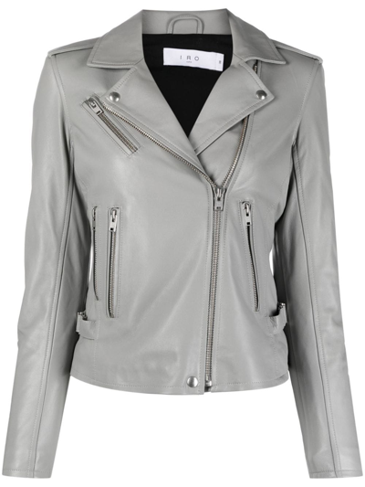 Iro Newhan Leather Biker Jacket In Grau