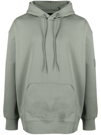 Y-3 Drawstring Cotton-blend Hoodie In Green