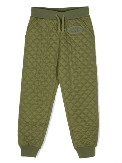 Moschino Kids' Matelassé-effect Track Trousers In Green