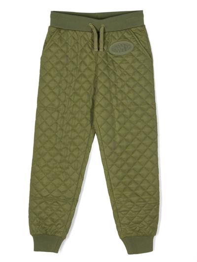 Moschino Kids' Matelassé-effect Track Pants In Green