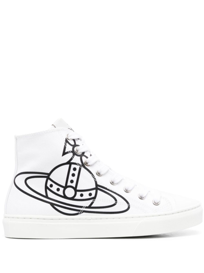 Vivienne Westwood Orb Cotton Canvas High-top Trainers In White