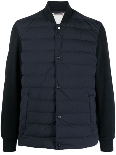 Herno Contrasting-sleeves Padded Jacket In Blue