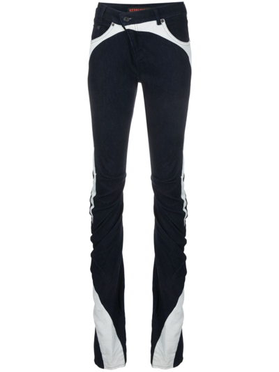 Ottolinger Long-line Panelled Skinny Jeans In Blue/white