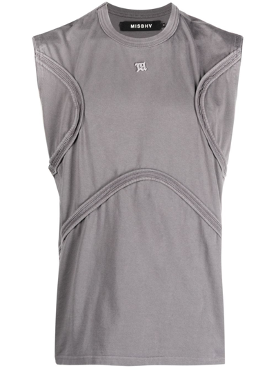 Misbhv Logo-patch Cotton Tank Top In Grey