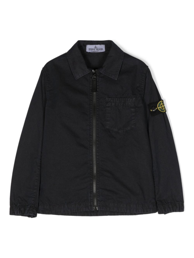 Stone Island Junior Kids' Compass-badge Denim Jacket In Blue