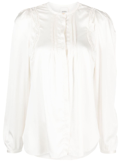 Isabel Marant Lace-detail Pleated Blouse In Neutrals