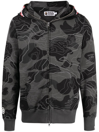 A Bathing Ape Camouflage-pattern Cotton Jacket In Black