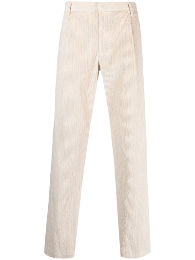 Emporio Armani Straight-leg Linen Trousers In Beige
