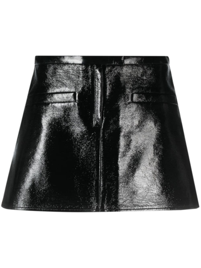 Courrèges Trapeze-silhouette Vinyl Miniskirt In Black