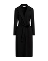 Kontatto Woman Overcoat Black Size S Polyester, Viscose, Elastane