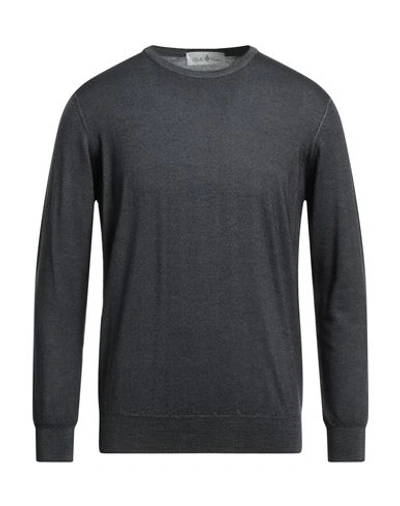 Della Ciana Man Sweater Steel Grey Size 42 Merino Wool In Grey