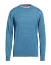 Roy Rogers Roÿ Roger's Man Sweater Azure Size L Linen In Blue